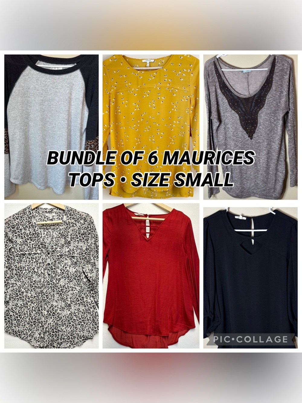 Maurices Women’s Small 6 Pc Tops Bundle Blouses Long Sleeve Work Casual Fall Lot